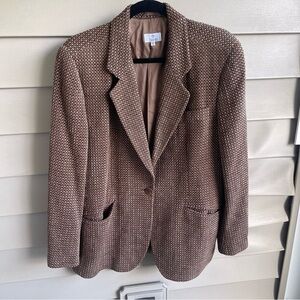 Zanella Platinum Women Blazer Linen Wool Blend Size 10 Sand Tweed Carrier